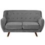 Sofa Grey Velvet 2 Seater Button Tufted Back Cushioned Seat Wooden Legs