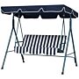 Outsunny 3-seat Swing Chair Garden Swing Seat With Adjustable Canopy, Blue And White