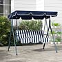 Outsunny 3-seat Swing Chair Garden Swing Seat With Adjustable Canopy, Blue And White