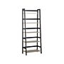 Ladder Bookcase Black And Light Wood Effect 163 X 64 Cm 5 Tier Leaning Shelving Rack