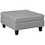 Ottoman Footstool Light Grey Fabric Upholstered Square