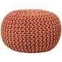 Pouf Ottoman Copper Knitted Cotton Eps Beads Filling Round Small Footstool 50 X 35 Cm