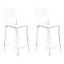 Set Of 2 Bar Stools Transparent Plastic 99 Cm Seat Counter Chair Beliani