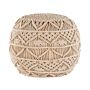 Knitted Pouffe Beige Cotton Chunky Crochet Round Braided Footstool