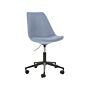 Armless Desk Chair Light Blue Fabric Uphlstered Padded Seat Adjustable Height Full Swivel