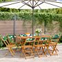 Vidaxl Folding Garden Chairs 8 Pcs Green Fabric And Solid Wood