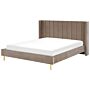 Eu Super King Size Bed Frame 6ft Taupe Velvet Slatted Base