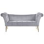 Chaise Lounge Grey Velvet Upholstery Tufted Double Ended Seat With Metal Gold Legs