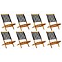 Vidaxl Folding Garden Chairs 8 Pcs Black Solid Wood Acacia