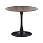 Dining Table Dark Wood With Black Mdf Top Metal Base 90 Cm Industrial Round Kitchen Table