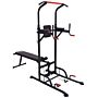 Homcom Steel Strength Training Power Tower Pull Up Station Black/red