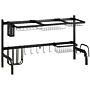 Homcom Space Saving 2 Tier Adjustable Dish Drainer Over The Sink Dish Drying Rack, Black