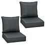 Outsunny Outdoor Seat And Back Cushion Sets, 63l X 55w X 15dcm Olefin Patio Deep Seating Chair Fade Resistant Replacement Cushion For Rattan Sofa, Indoor Or Outdoor Furniture, Dark Grey