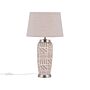 Bedside Table Lamp Beige And White Ceramic 48 Cm Pattern Stripes Drum Shade