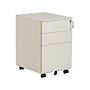 Office Storage Unit Light Beige Steel With Castors 3 Drawers Key-locked