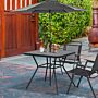 Outsunny Square Outdoor Table, Patio Bistro Coffee Table With Faux-marbled Top And 42mm Umbrella Hole For Garden