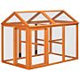 Pawhut Chicken Run Coop, Wooden Chicken House For 1-3 Chickens, Hen House Duck Pen Outdoor W/ Combinable Design, Orange