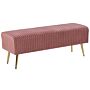 Bench Pink Velvet Upholstered Gold Metal Legs 118 X 40 Cm