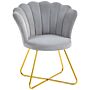 Homcom Velvet-feel Lotus Petal Accent Chair - Grey