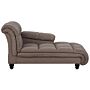 Chaise Lounge Taupe Polyester Upholstery Biscuit Padding Black Legs