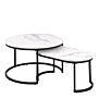 Spiro Coffee Table Set With White Marble Melamine Top & Black Legs