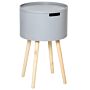 Homcom Modern Side Table With Hidden Storage Space, Round Night Stand With Removable Tray Wood Frame For Living Room Children's Room, Grey