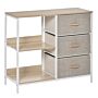 Homcom Chest Of Drawers Storage Dresser Cabinet Organizer With 3 Fabric Drawers And 2 Display Shelves, Beige