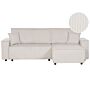 Left Corner Sofa Off-white Fabric Cord Upholstered With Sleeper Function Pull Out Cushioned Back