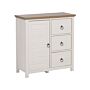 Sideboard Cabinet Cream And Dark Wooden Top Mdf Particle Board 3 Drawers Rustic Design