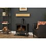 Adam Oak Beam, Hearth & Stove Pipe With Woodhouse Stove In Black