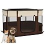 Pawhut Foldable Dog Pen With Storage Bag For Indoor/outdoor Use, Brown