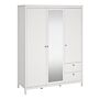 Madrid Wardrobe With 2 Doors + 1 Mirror Door + 2 Drawers White