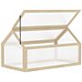 Outsunny Wooden Cold Frame Greenhouse Garden Polycarbonate Grow House With Openable Top For Flowers, Vegetables, Plants, 90 X 52 X 50cm, Natural