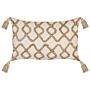 Cushion Beige Jute Cotton Cover 30 X 50 Cm Decorative Pillow Geometric Pattern