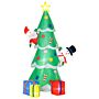 Homcom 7ft Tall Christmas Inflatable Tree Led Lighted With Santa Claus Snowman And Gift Box For Home Indoor Outdoor Garden Lawn Decoration Party Prop