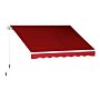 Outsunny Garden Patio Manual Retractable Sun Shade Patio Awning Outdoor Deck Canopy Shelter, 2.5mx2m (dark Red)