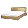 Eu Double Size Panel Bed 4ft6 Gold Leather Slatted Frame Contemporary Beliani