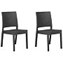 Set Of 2 Garden Dining Chairs Grey Synthetic Material Stackable Outdoor