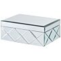 Jewellery Box Silver Steel Glass Mirrored Decorative Storage Organizer 25 X 18 X 11 Cm