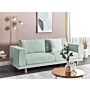 Sofa Mint Green Jumbo Cord Upholstered 3-seater Modern Minimalistic Corduroy Style Living Room Wide Armrests Cushioned Backrest