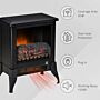 Homcom Electric Fireplace Stove, Free Standing Fireplace Heater With Realistic Flame Effect, Adjustable Temperature And Overheat Protection, Black