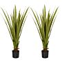 Homcom Set Of 2 Artificial Plants Agave Succulent In Pot Desk Fake Plants For Home Decor, 15x15x90cm, Green