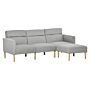 Homcom L Shape Sofa Bed Set, Linen Fabric Corner Sofa Bed With Rubber Wood Legs And Footstool, Light Grey