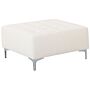 Ottoman White Faux Leather Tufted Square Footstool Silver Legs