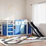 Vidaxl Bunk Bed Without Mattress With Slide And Curtains Blue 90x190 Cm Single