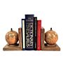 Pair Of World Globe Bookends Set In Mango Wood