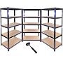 Monster Racking T-rax Metal Storage Shelves, Black, 90cm W, 45cm D, Set Of 3