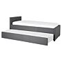 Trundle Bed Grey Fabric Upholstery Eu Small Single Size Guest Underbed