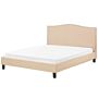 Bed Frame Beige Polyester Upholstered 6ft Eu Super King Size Traditional Design