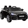 Homcom Compatible For 12v Rechargeable Battery Ride On Car W/ Remote Forward Reverse Lights Horn Mp3 Player Black W/ Seat Belt Audi Tt Rs